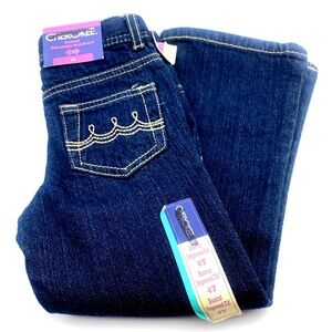 Cherokee Girls Jeans Size 4T Dark Blue Adjustable Waist Bootcut Children Kids